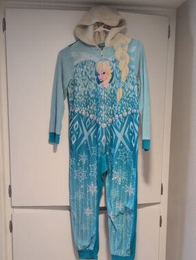 Disney Elsa Teal and Light Blue Fleece Hooded Footie